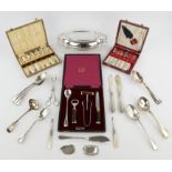 A quantity of silver plated and other items including ; a Ladle, serving spoons, a lidded entre