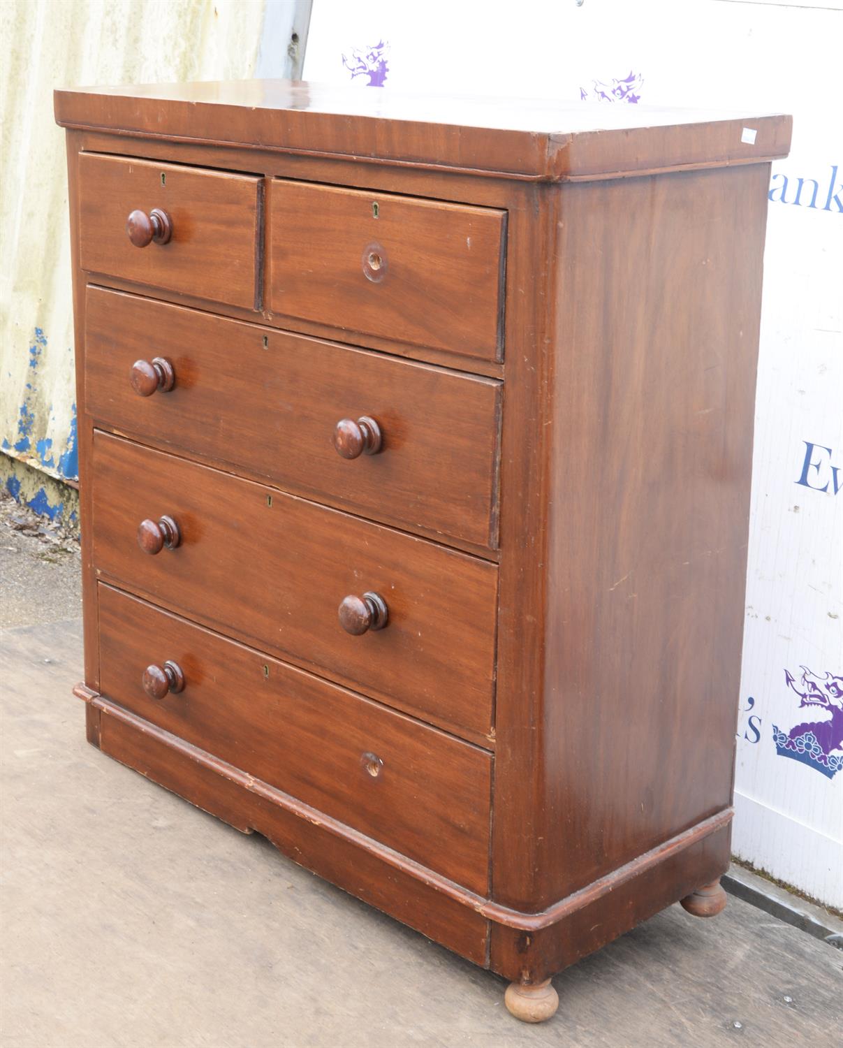 A Victorian mahogany chest of drawers, with two short drawers and two long drawers, - Image 2 of 2