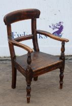 A George IV grained beechwood child's chair, with curved top rail and one piece seat, H 60cm,