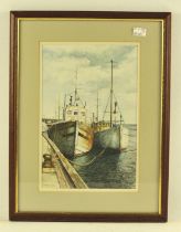 G. R. Hunter (Newcastle Contemporary), Fishing Boats, North Sheilds, watercolour, signed lower left,