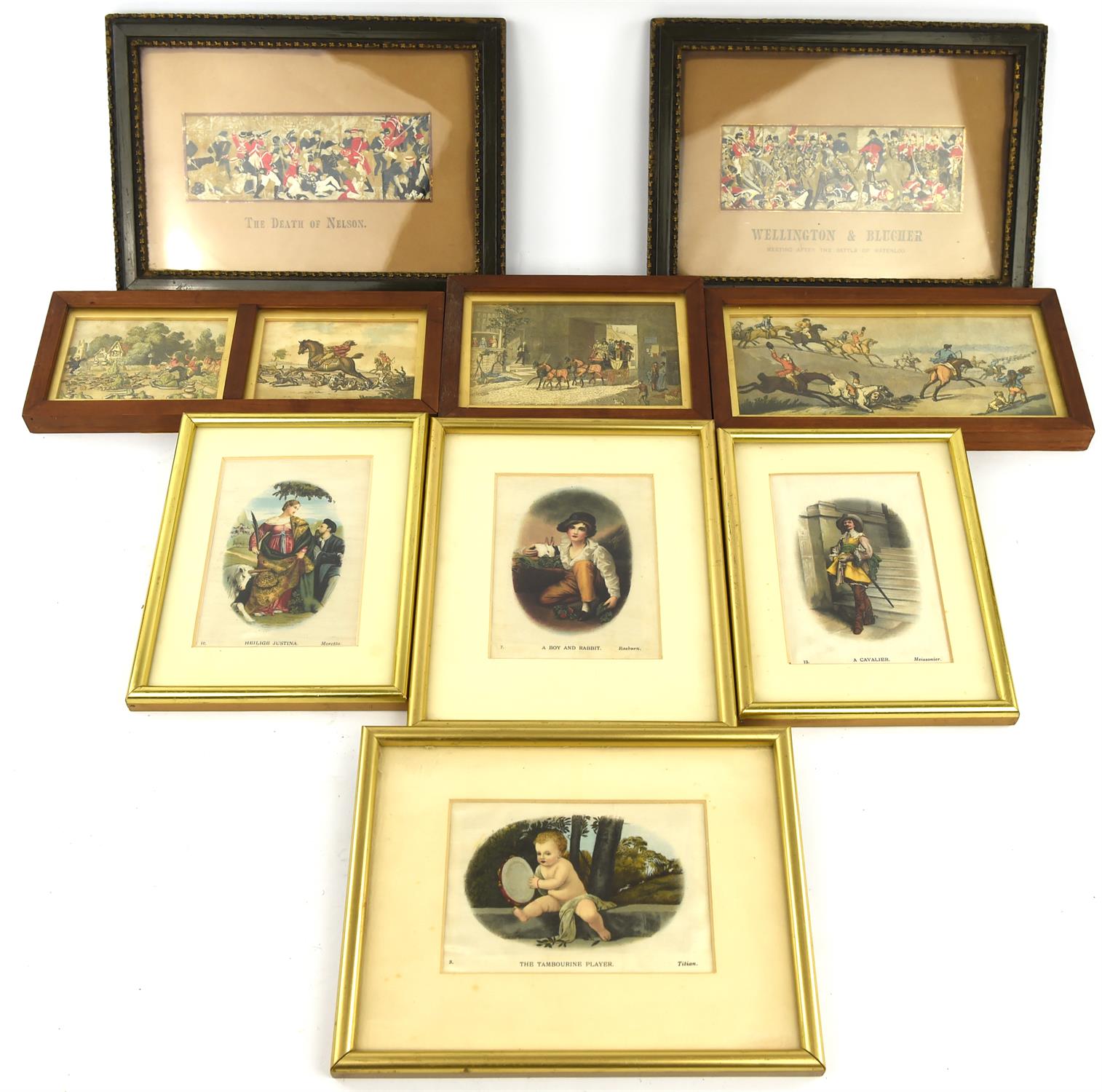 The Death of Nelson; Wellington & Blucher, a pair of stevenographs, each 6 x 17cm.