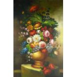P. Attali (20th century), Flowerpieces, a pair, oil on canvas, both bearing signature,