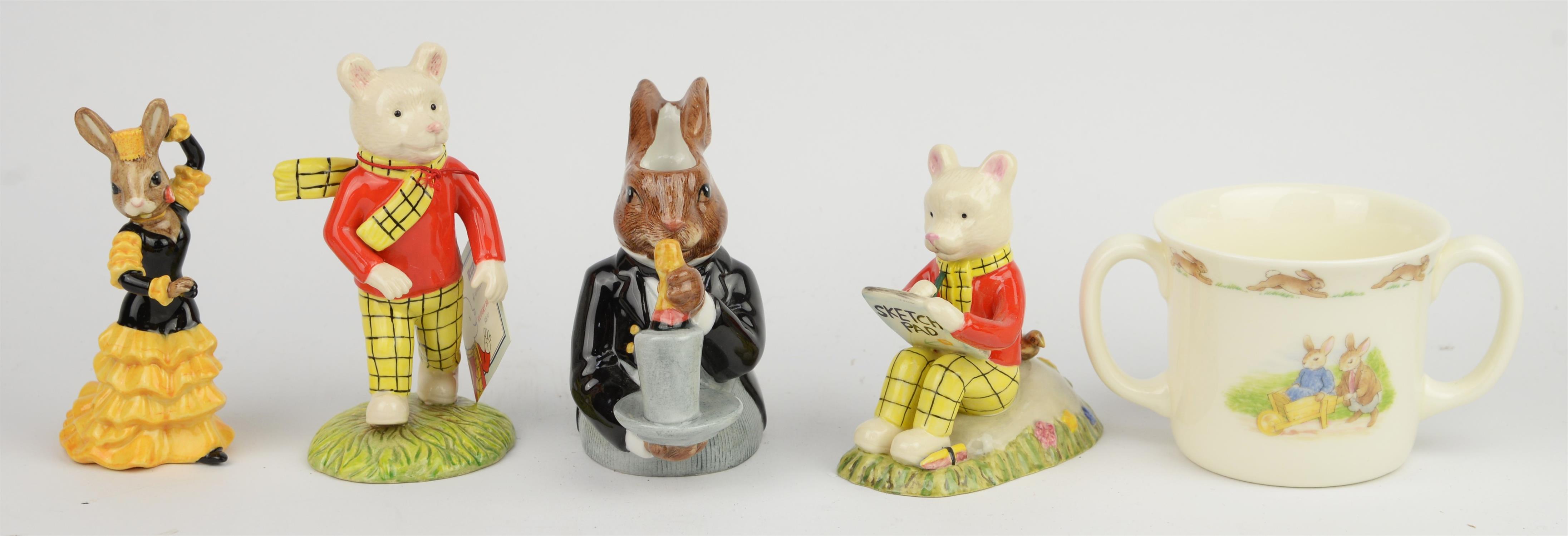 Royal Doulton Rupert bear figures, four boxed figures of Rupert Beat, together with various