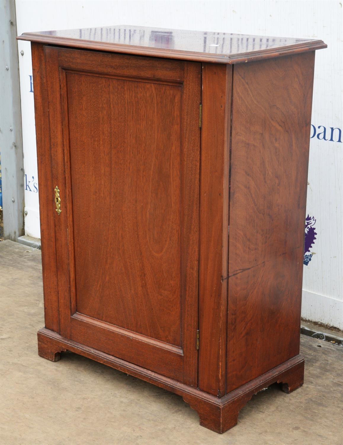 An early Victorian mahogany cabinet, some adaptations, the panel door enclosing three pine shelves, - Image 3 of 3