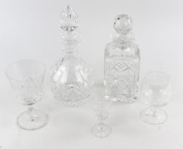 Part suite of Stuart crystal glass, possibly Glengarry Pattern, to include two decanters with