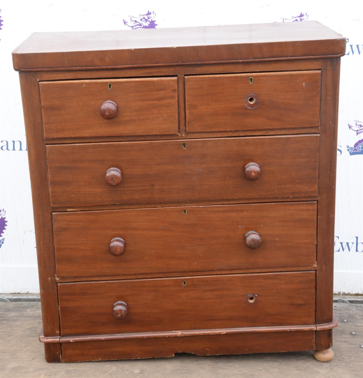 A Victorian mahogany chest of drawers, with two short drawers and two long drawers,