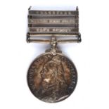 Queens South Africa Boer War medal with three clasps for Transvaal, Orange Free state and Cape