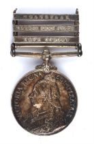 Queens South Africa Boer War medal with three clasps for Transvaal, Orange Free state and Cape