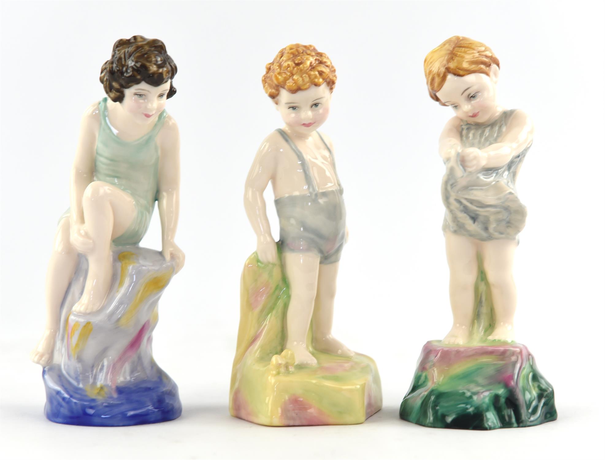 Eight Royal Doulton porcelain figures comprising ; Four 'Archives figures, Rare and Sweet,