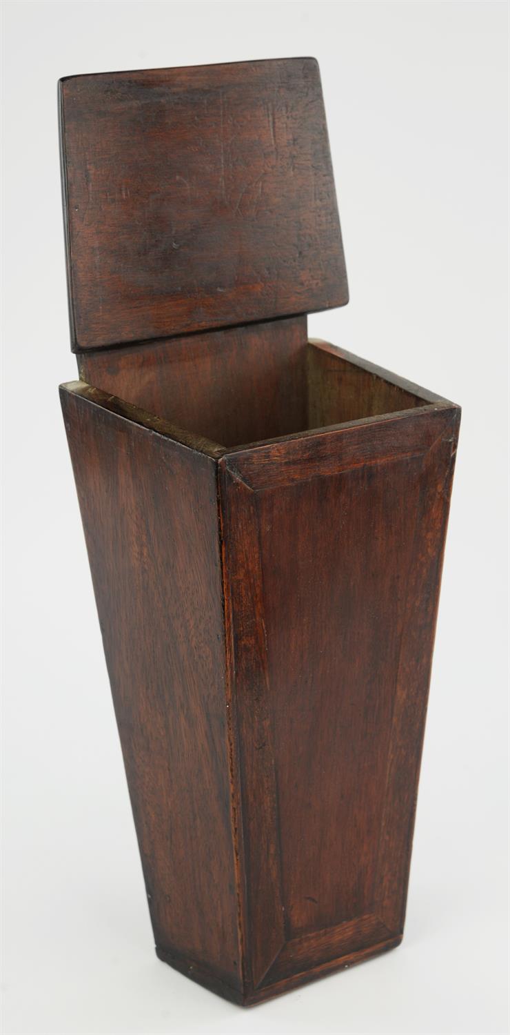 An early 19th century mahogany candle box with carved and shaped back plate, Height 44cm - Image 2 of 2