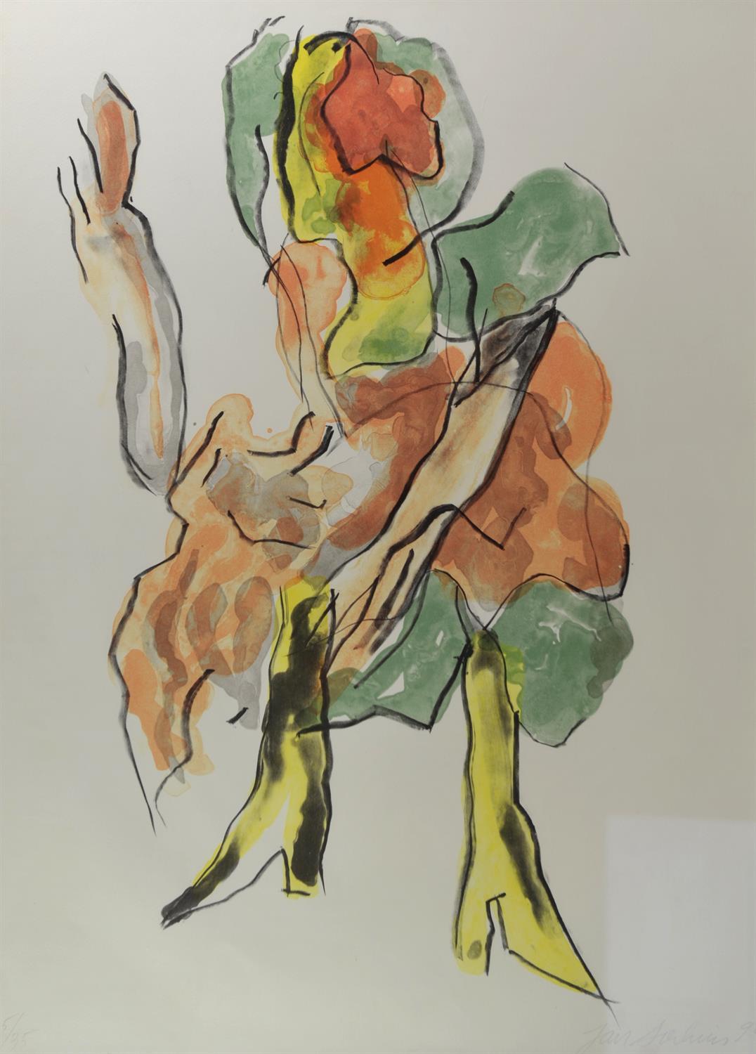 Jan Siehuis? (20th century), Figures, two colour prints, signed and one dated '90 in pencil, - Bild 4 aus 6