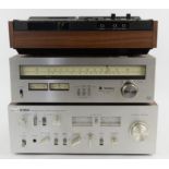 A Yamaha Natural sound amplifier CA-710, a Technics Stereo tuner ST-7300, an Akai cassette deck and