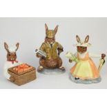 Royal Doulton Bunnikins, various figures, Master manor tea cup, Chef Candy box, Lone Coffee pot,