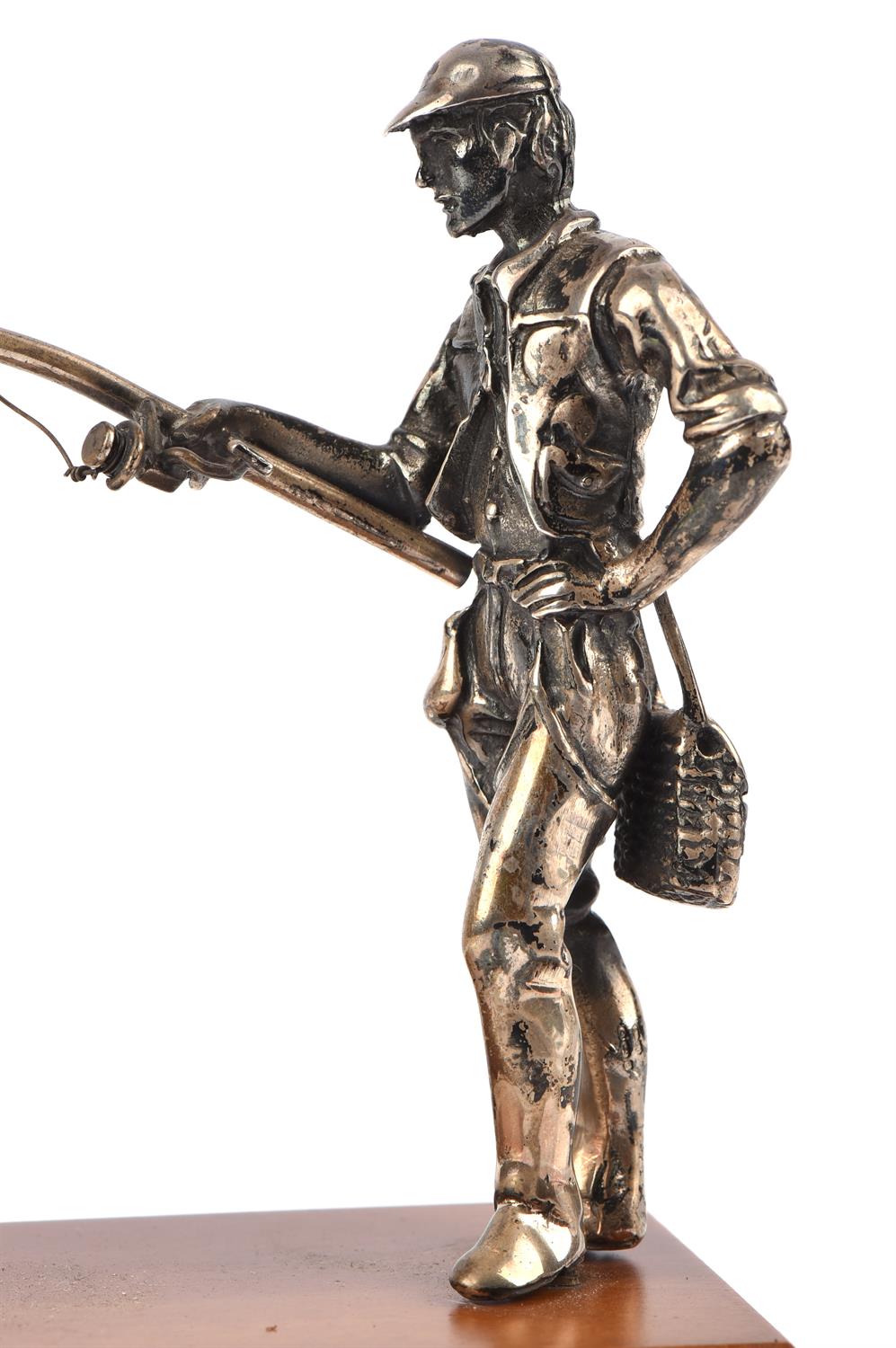 Cast silver figure of a fisherman holding a rod with fish on line by M & SJ import, London, 1860 - Image 2 of 3