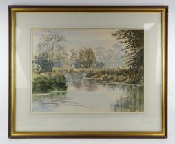 Lambert (20th century), River in a Wooded Landscape, watercolour, signed lower left, 47 x 63cm.
