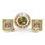 Fourteen Royal Doulton 'Bramley Hedge' porcelain figures and three collectors plates, all boxed.
