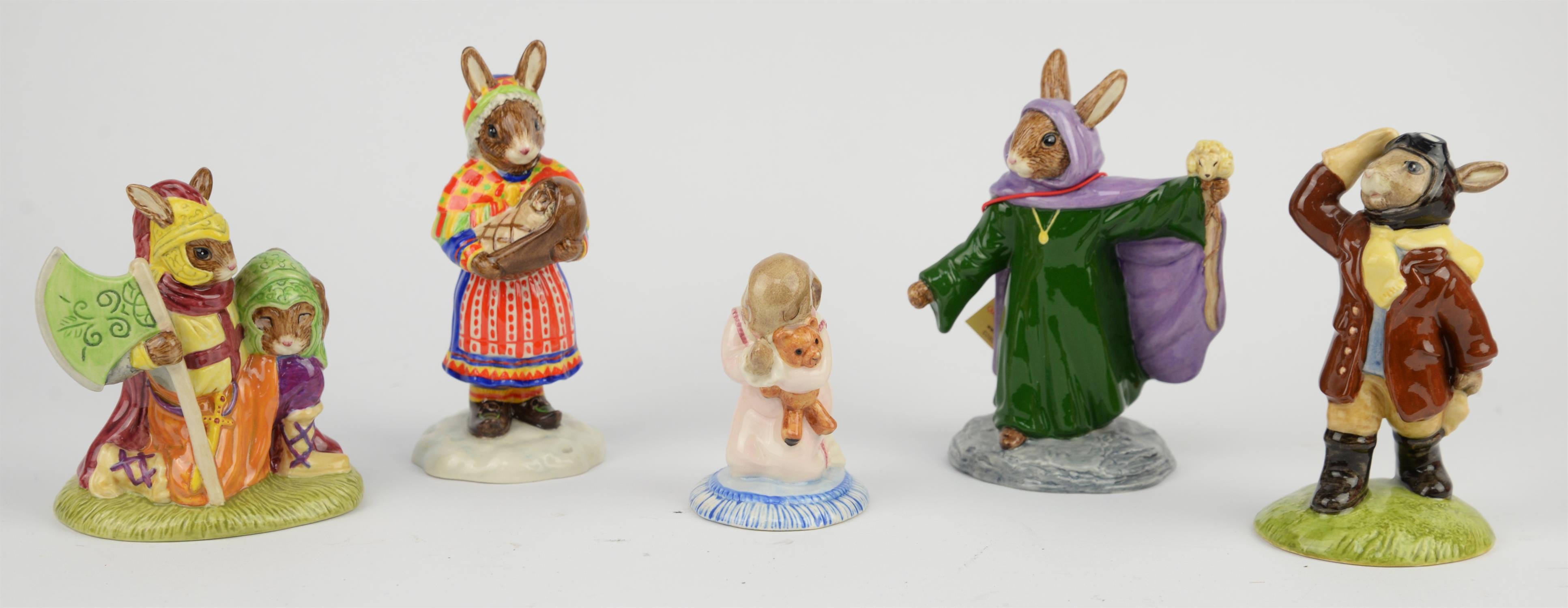 Royal Doulton Bunnikins figure groups in boxes, twenty two figures, to include Online bunny,