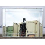 An Art Deco style mirror, modern, the central bevelled plate enclosed by outer plates, H 77cm,