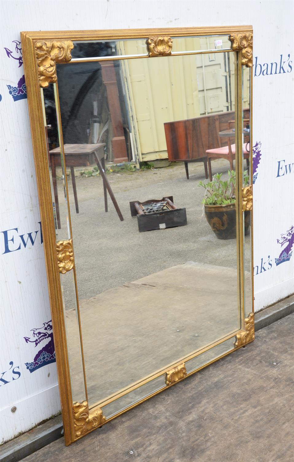 A George III style giltwood and gesso mirror, modern, the central plate enclosed by bevelled margin - Image 2 of 2