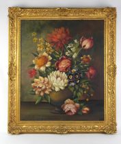Jan van Hoosen (20th century), Flowerpiece, oil on canvas, signed lower left, 60 x 50cm. Framed