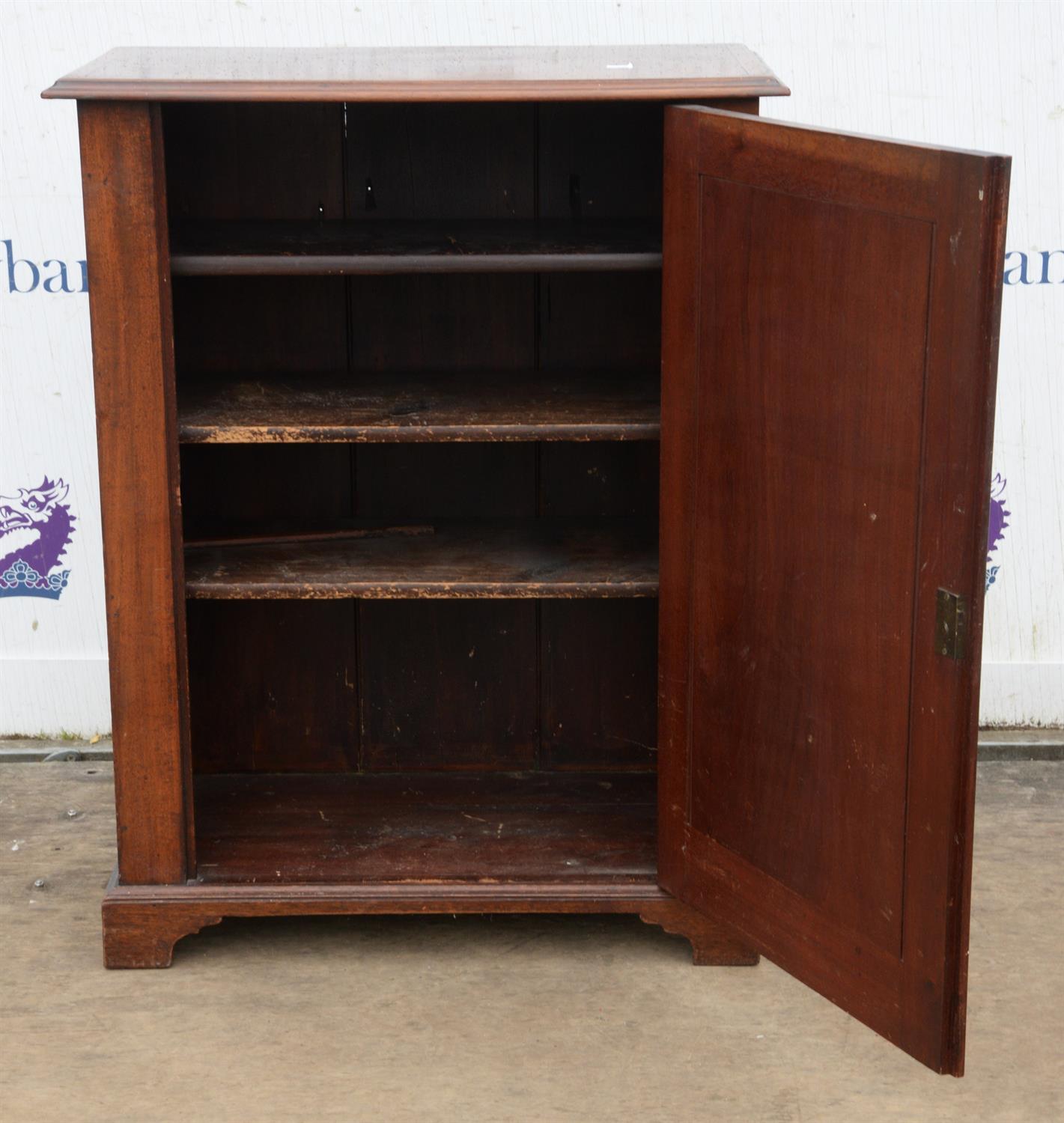 An early Victorian mahogany cabinet, some adaptations, the panel door enclosing three pine shelves, - Image 2 of 3