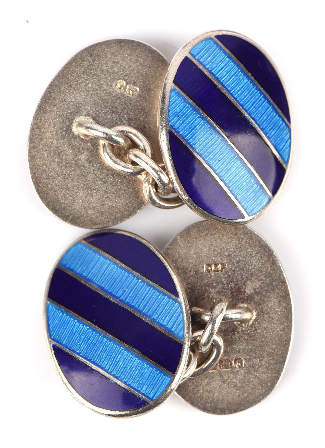 Pair of silver and enamel cufflinks, Birmingham, 1992