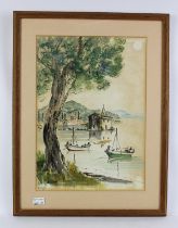 Continental School (20th century) A Continental Harbour scene, watercolour, signed indistinctly