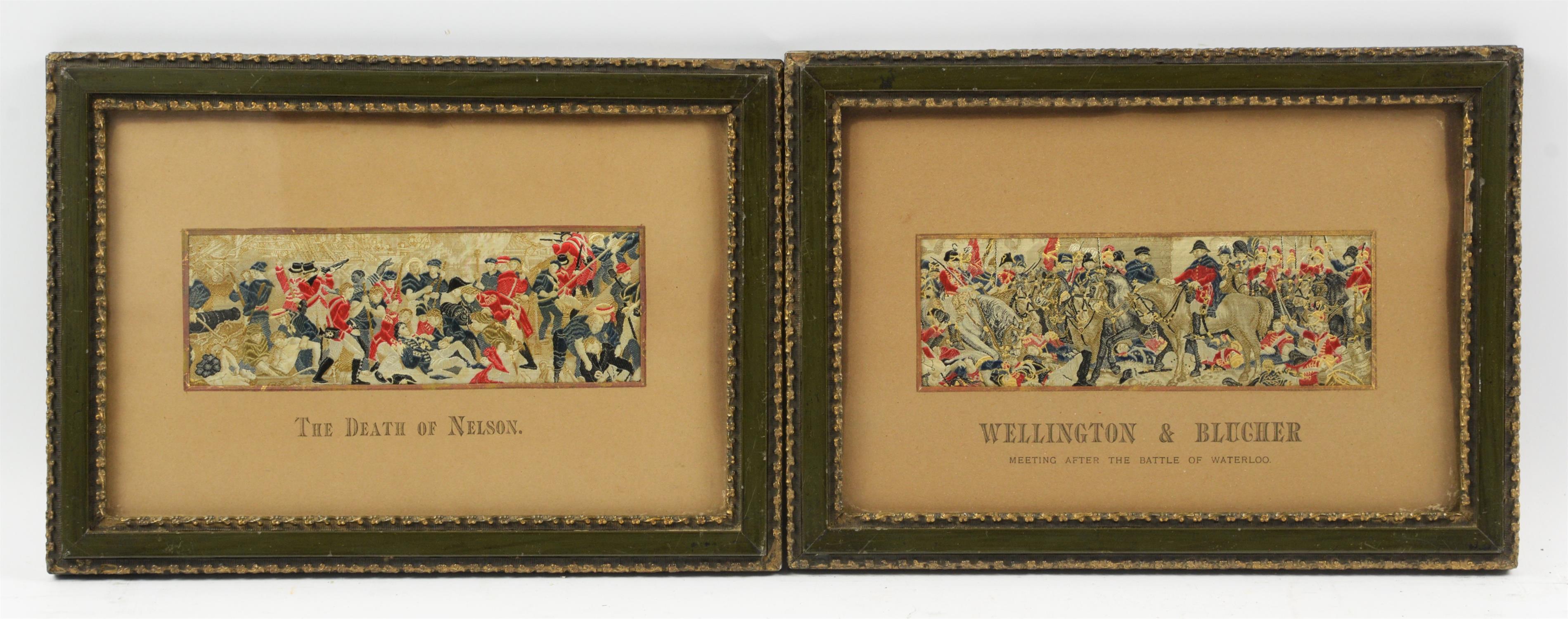 The Death of Nelson; Wellington & Blucher, a pair of stevenographs, each 6 x 17cm. - Image 6 of 6