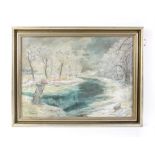 Segeburth (20th century), Winter lake landscape. Oil on board. Signed. Framed. Image size 44 x 63cm.