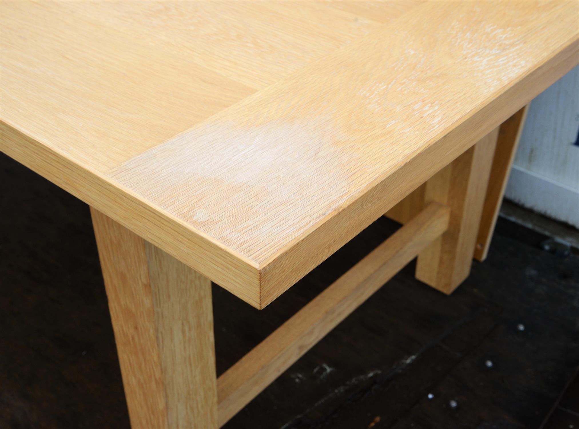 Heal's, an extending oak dining table, the top with cleated ends, with a leaf insertion, - Image 4 of 4