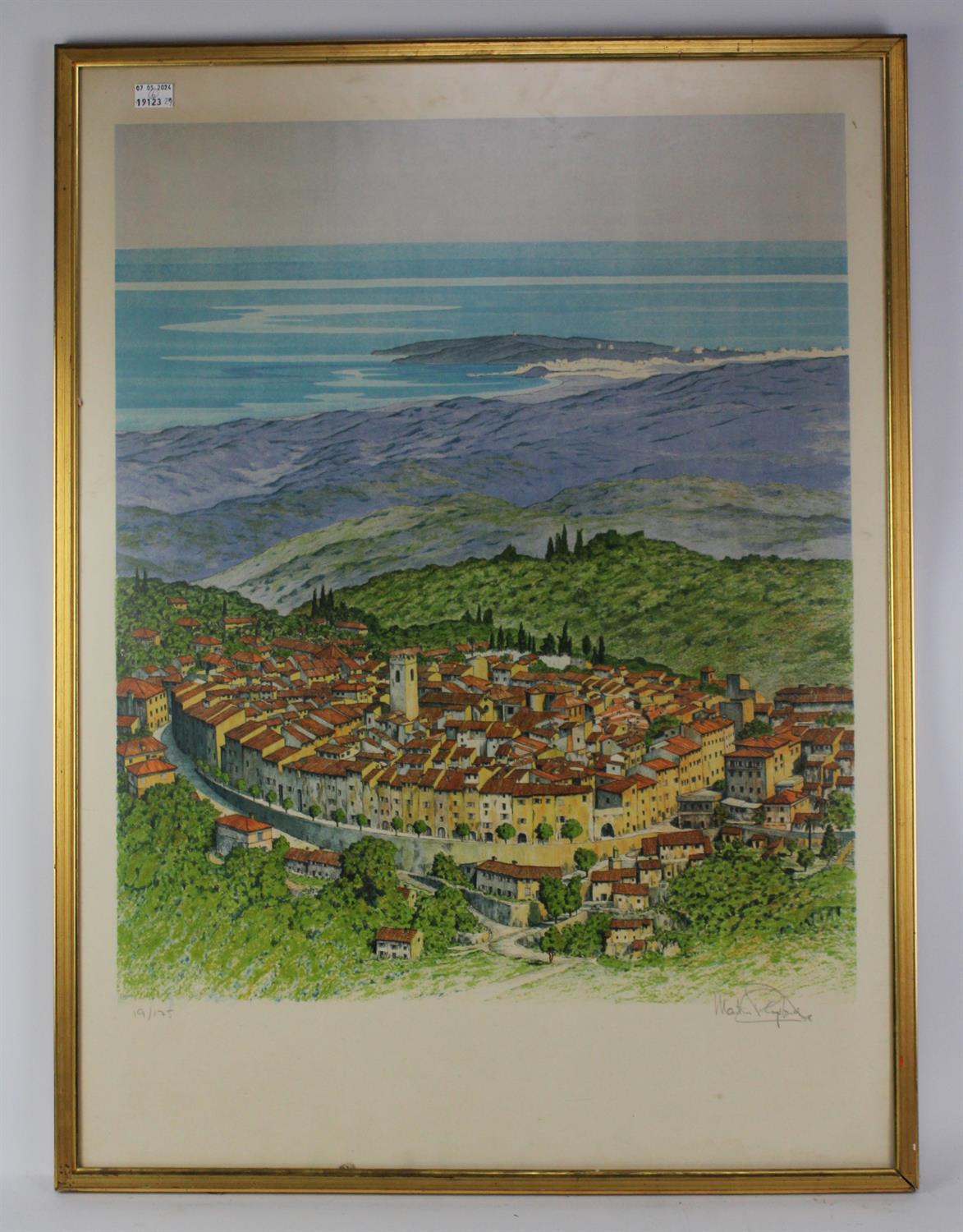 Martin **** (20th century), View of a Continental Walled Town, limited edition lithograph 19/175,