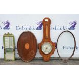 An Edwardian mahogany and inlaid barometer, the 7.5 inch dial marked for a Tunbridge Wells maker,