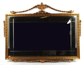 A George III style giltwood and gesso overmantel mirror, late 20th century, plate bevelled and