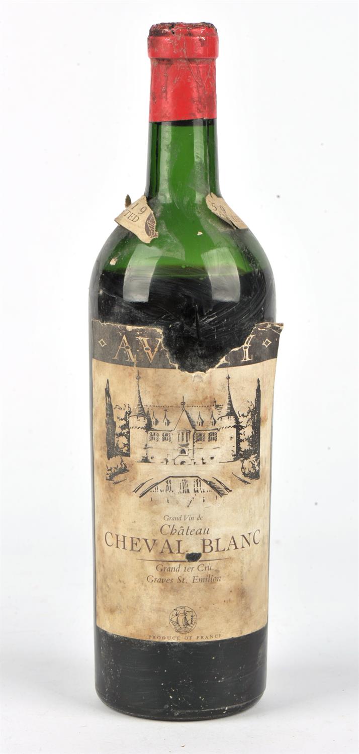 Bordeaux wine, Chateau Cheval Blanc, Avery, 1959, one bottle, levels to low shoulder,