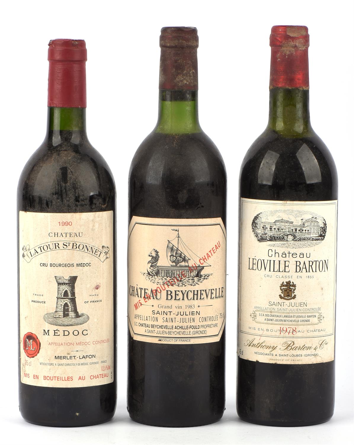 Bordeaux wines, Chateau Leo Barton St Julian 1978, Chateau Beychevelle St Julian 1983,