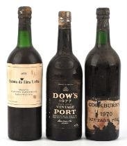 Port, Dows 1977, Cockburns 1970, Quinta da Eira Velha 1975, three bottles(3)