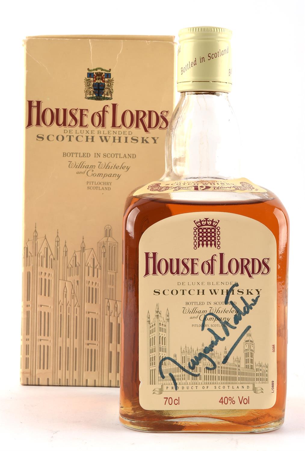 Whisky, one bottle of House of Lords 'Margeret Thatcher' 12 year old Scotch whisky. (1)