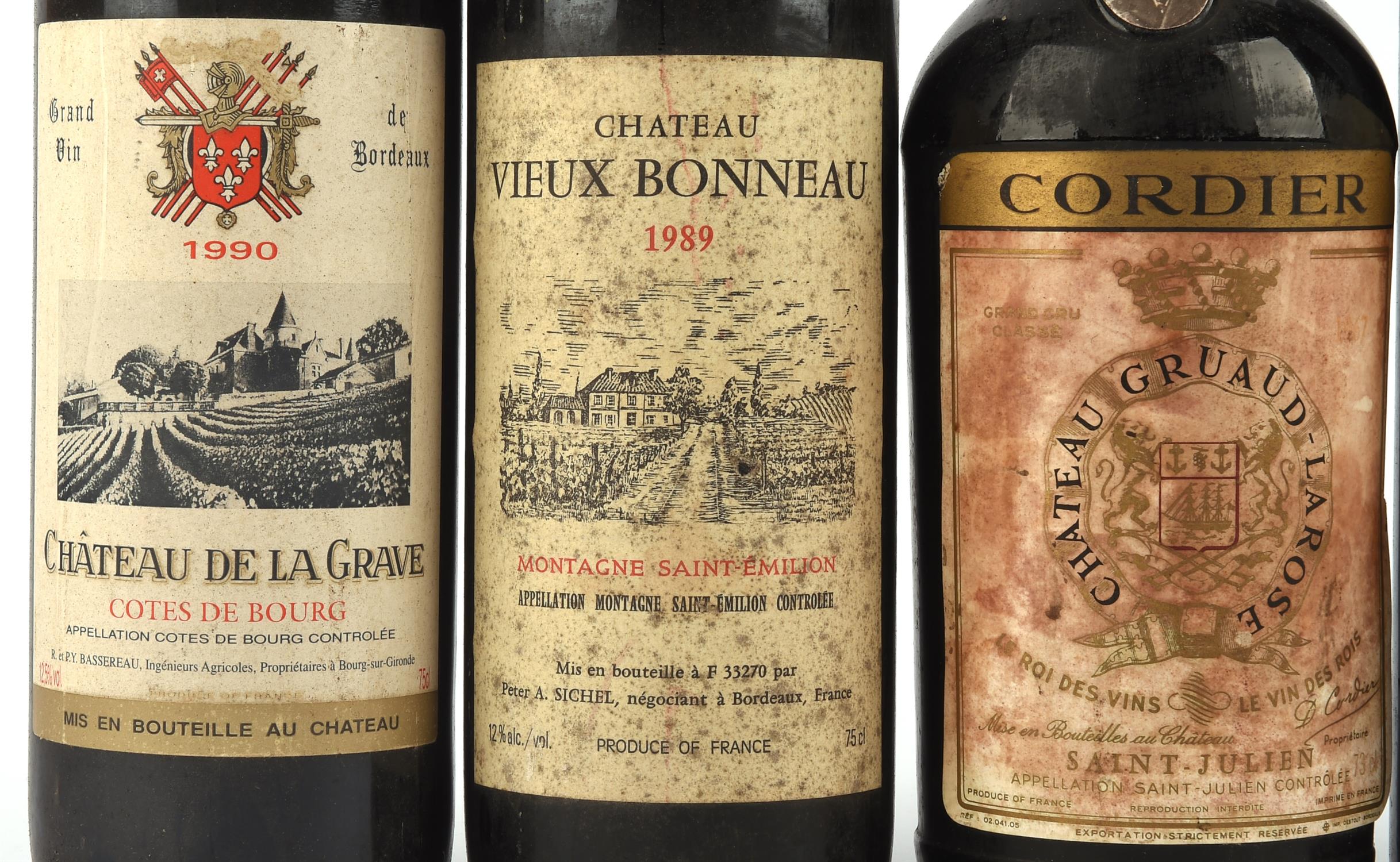 Bordeaux wines, Chateau de la Graves, Cotes de Bourg 1990, three bottles, Chateau Vieux Bonneau - Image 6 of 8