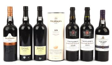 Port, Grahams Crusted 2013, 2 bottles, Taylors LBV 2008, Taylors LBV 2010, Sainsbury's Port 2003,