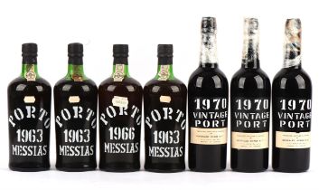 Port, four bottles 1963 Messias port and three bottles of 1970 Gonzalez vintage port.