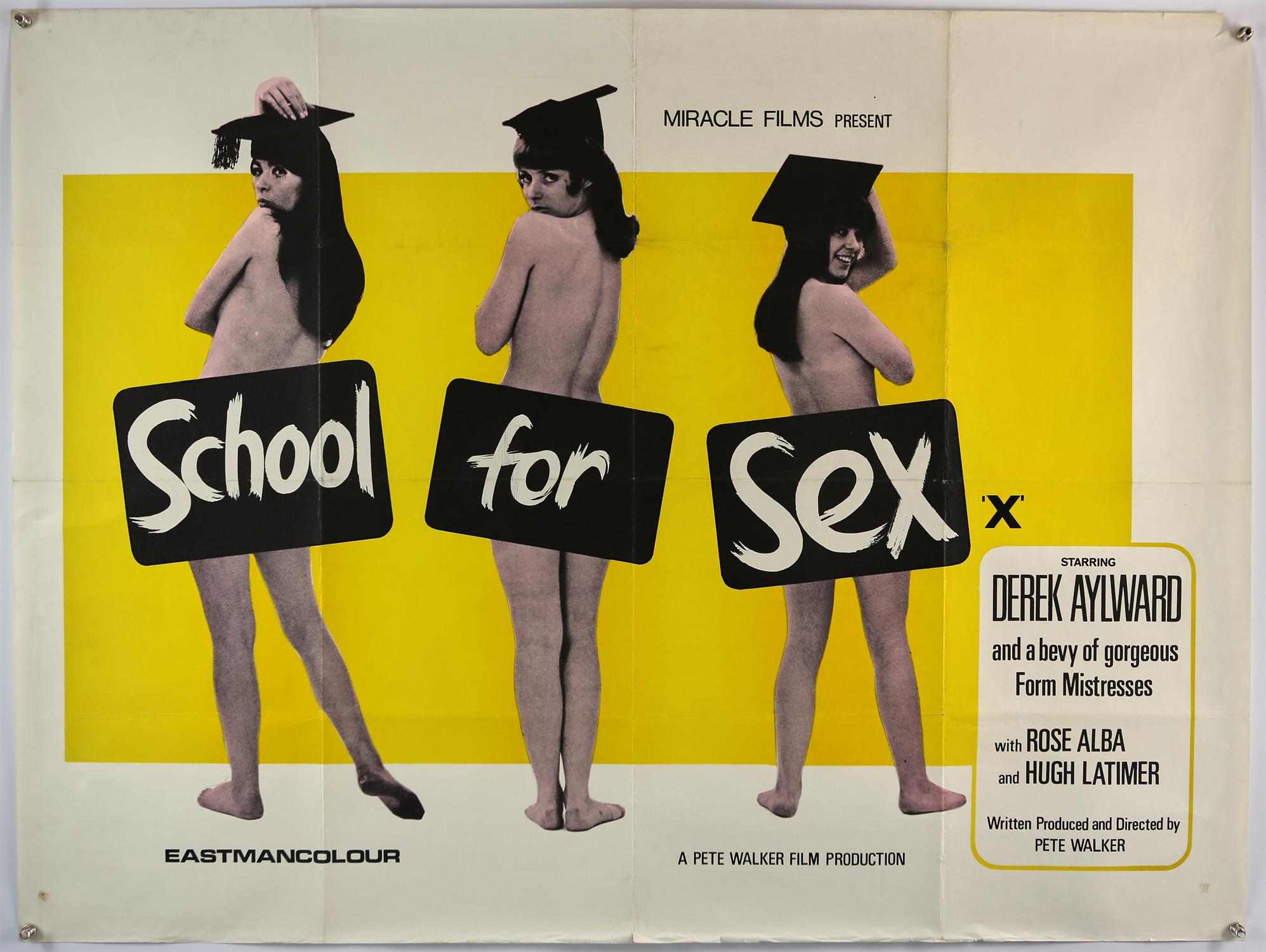 School For Sex (1969) British Quad film poster, was folded now rolled, 30 x 40 inches Director Pete