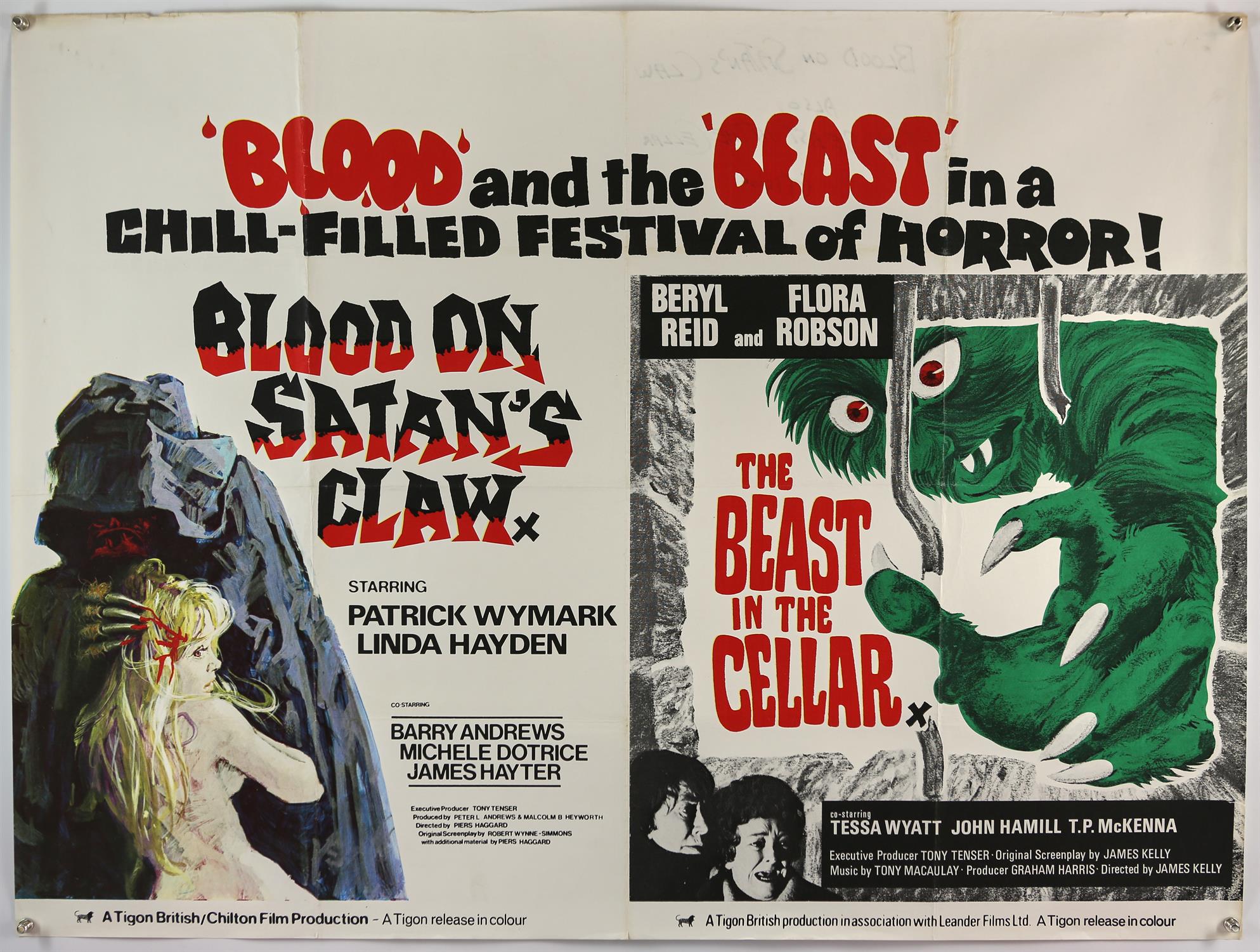 Blood on Satan’s Claw / The Beast in the Cellar (1971 / 1971) British Quad film poster,