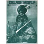 Star Wars (1977). Hungarian Rota monochrome print, flat, 22 x 16 inches, Helényi Tibor artwork.