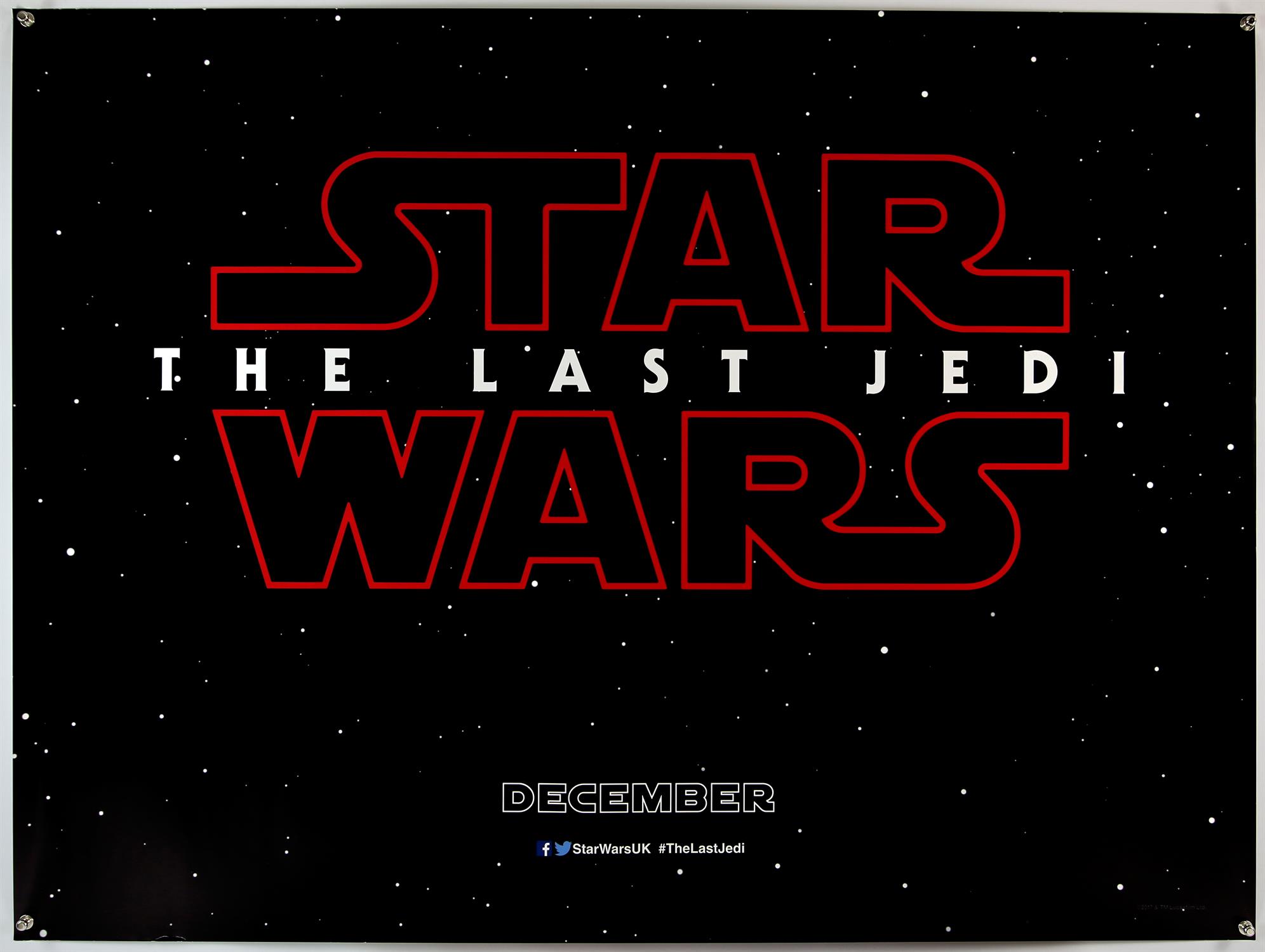 Star Wars: The Last Jedi (2017), British Quad, rolled, teaser, 40 x 30 inches, double - Bild 2 aus 2