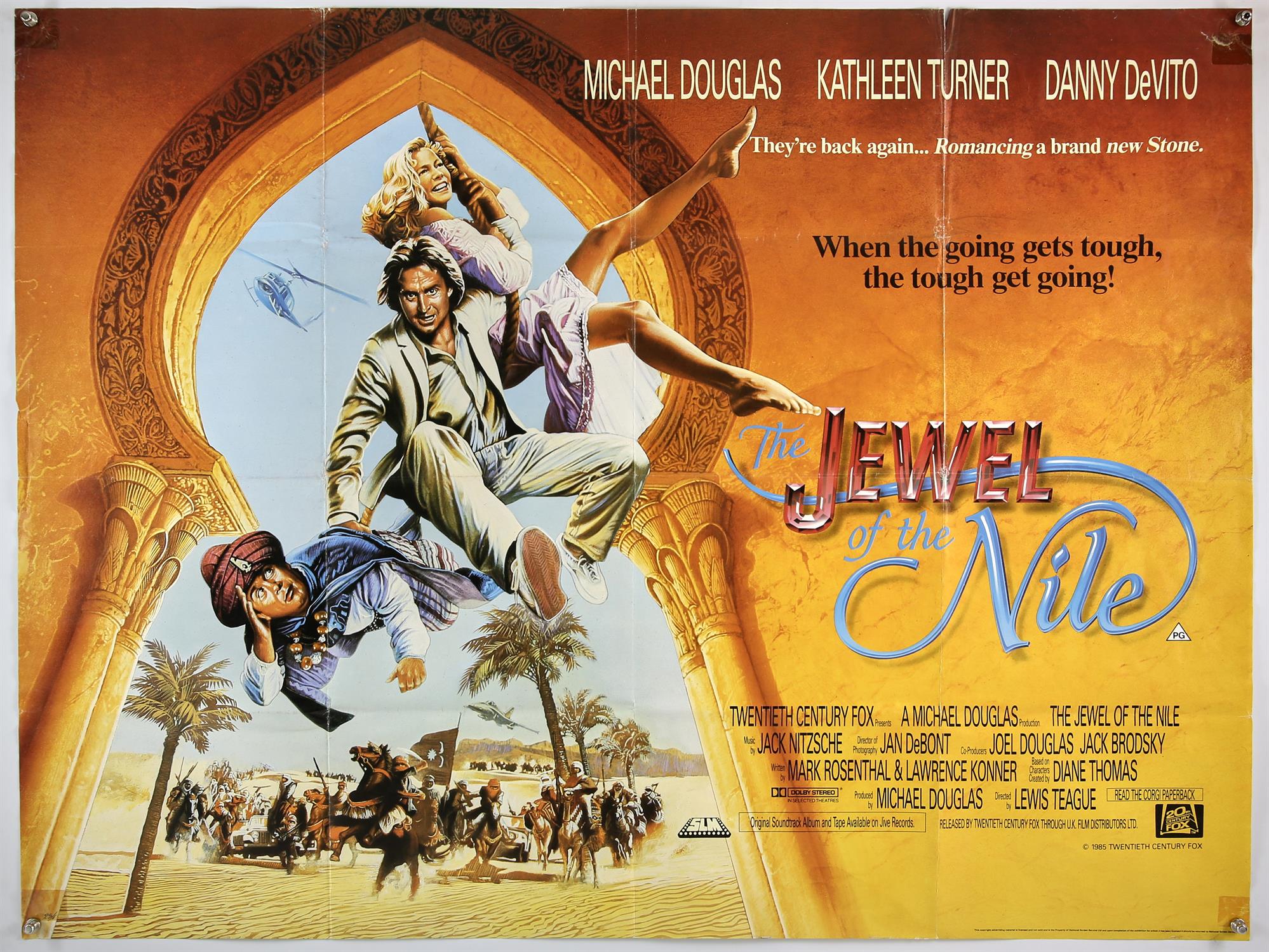 The Jewel of the Nile (1985), British Quad film poster, starring Michael Douglas and Kathleen