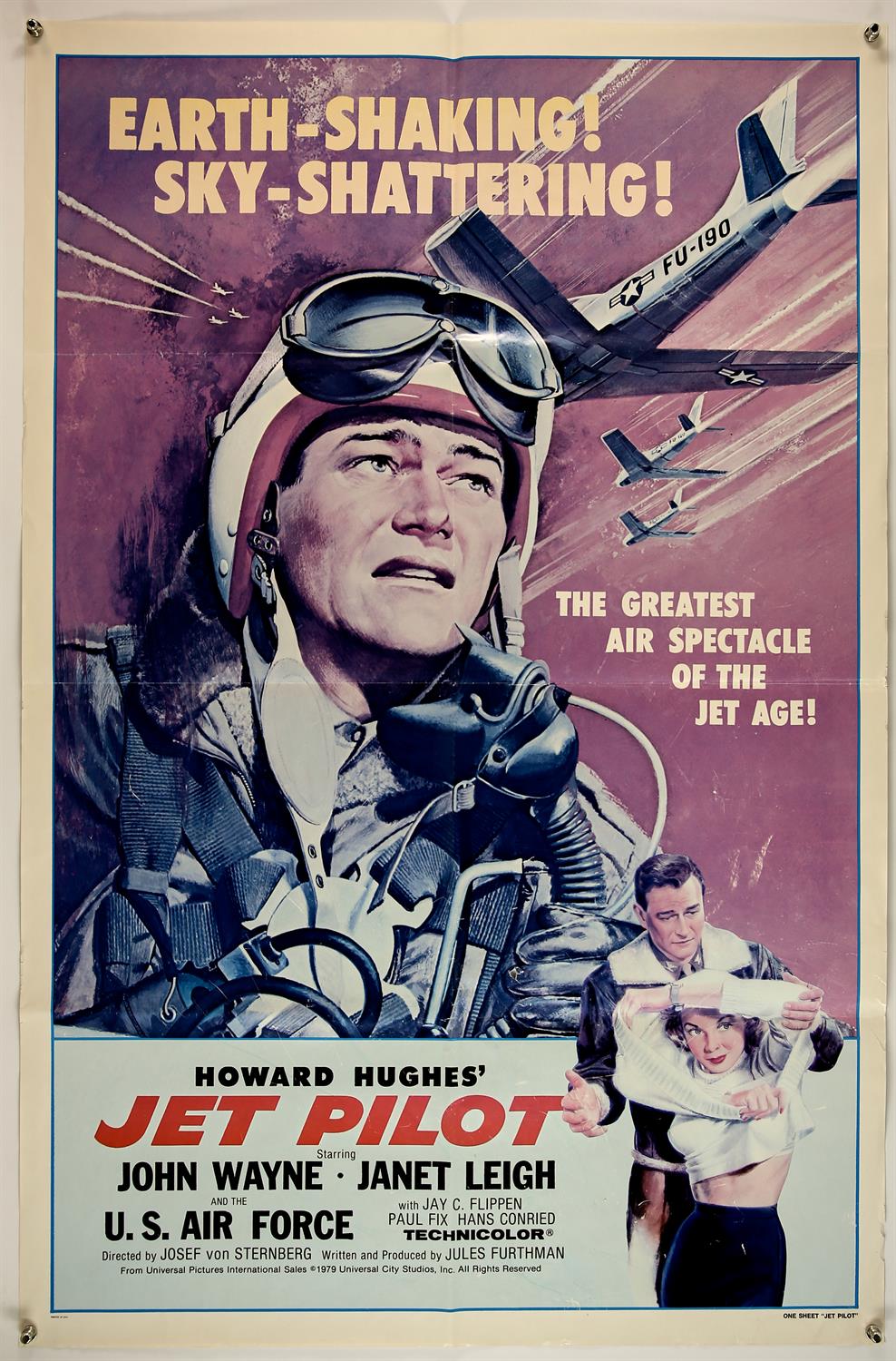 Jet Pilot (1957), US / International One Sheet, 41 x 27 inches, folded, 1979 rerelease.