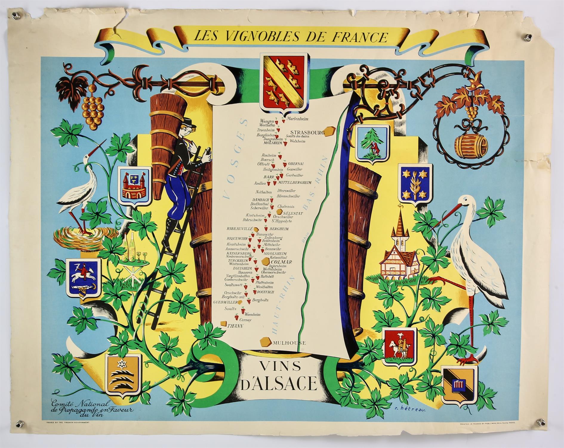 French wines vintage poster, one of a series of posters issued by the French Government’s Comite