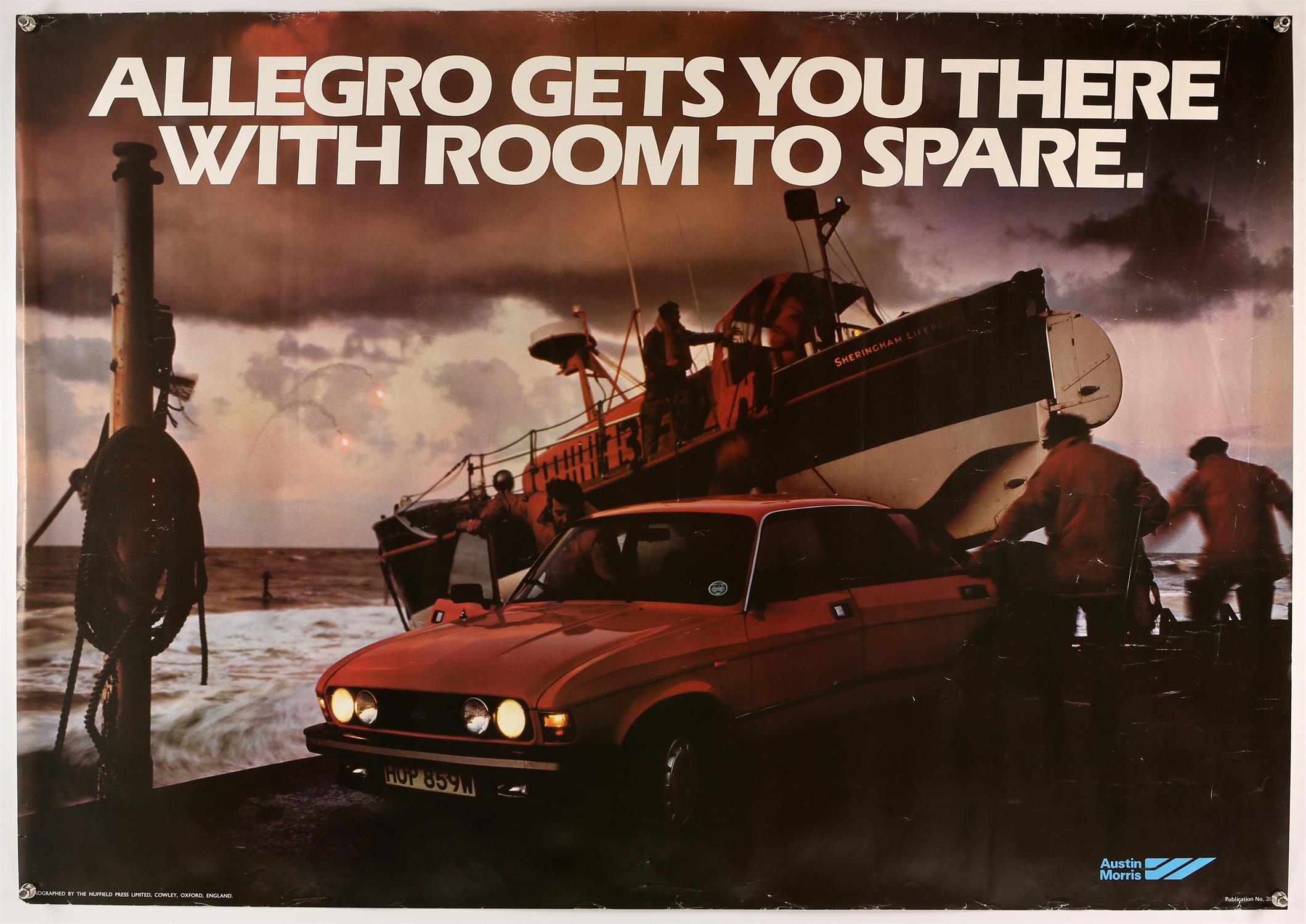 Austin Allegro - circa 1980 original factory poster, approx. 39" x 28" rolled.