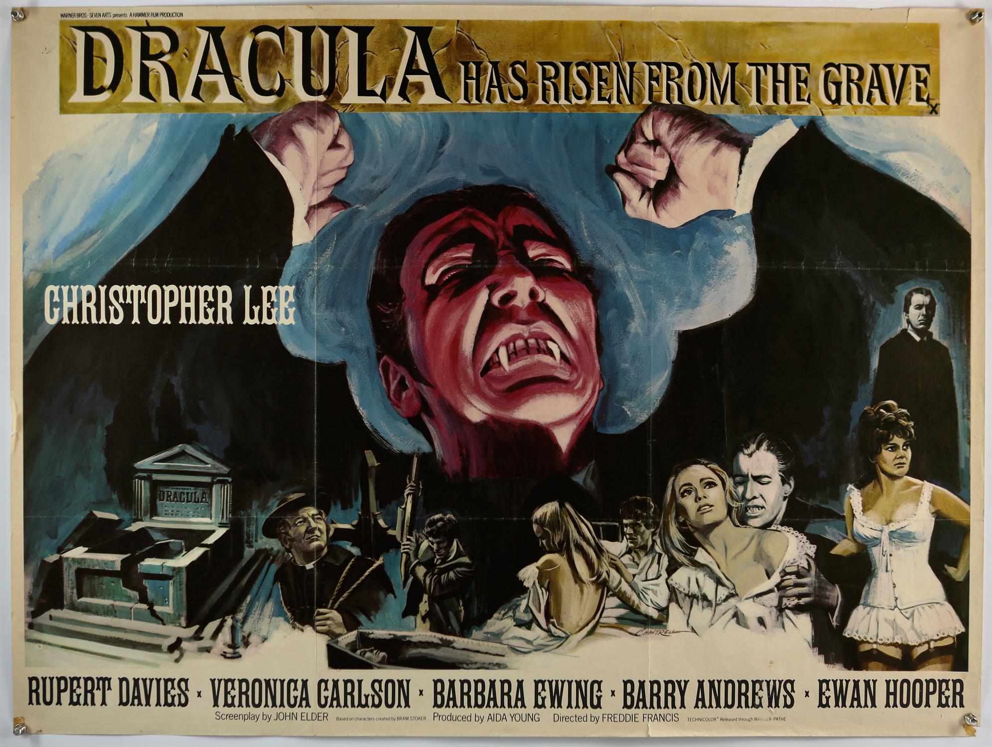 Dracula Has Risen From the Grave (1968) Hammer British Quad film poster, was folded now rolled,