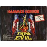 Twins of Evil (1971) Hammer Horror British Quad film poster, was folded now rolled,